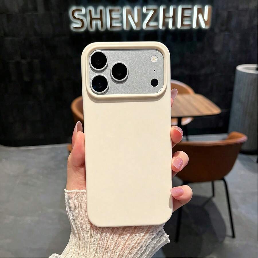 Spray-Painted Frameless Candy Color Liquid Silicone Phone Case, Split Design Large Camera Opening Anti-Fingerprint Ultra-Thin Shell, Compatible With IPhone 17 16 15 14 13 Pro Max 12 Pro Max 11 Phone Case, Various Holiday Gifts - White - View 1