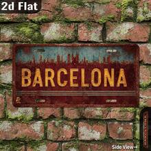 2D Flat Design, 1pc Barcelona Spain City Skyline Metal Wall Decor Sign, Vintage Spanish Capital Style, Distressed Aged Craftsmanship, Suitable For Garage, Porch, Bar - Easy Installation, No Electricity Required (Random Style) - A - View 6