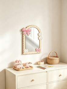1pc Multi-Style Bow 2D Wooden Mirror Sticker, Hanging Decor, Baby Essentials, Girl Baby Supplies, Newborn Necessities, Room Decoration - Multicolor - View 3