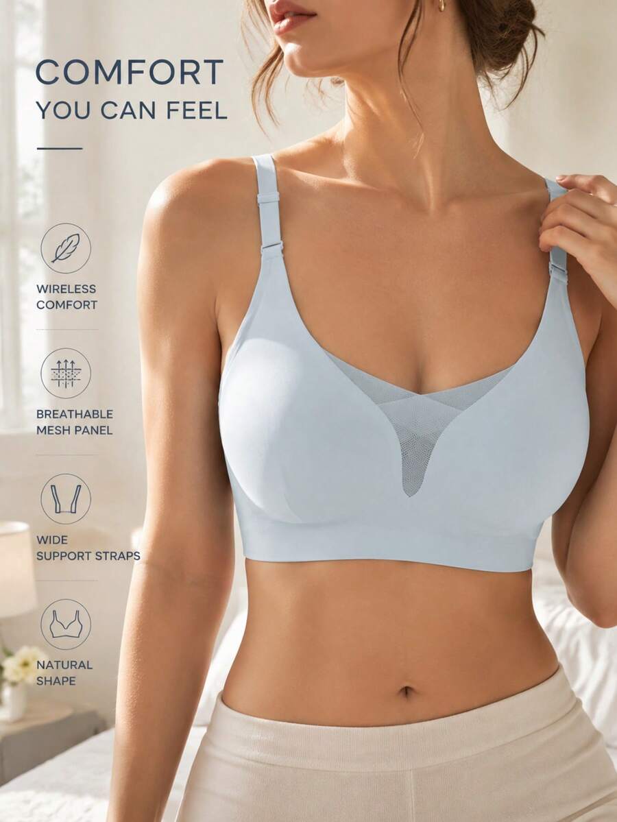 Women's Daily Seamless Wire-Free Mesh Breathable Adjustable Bra