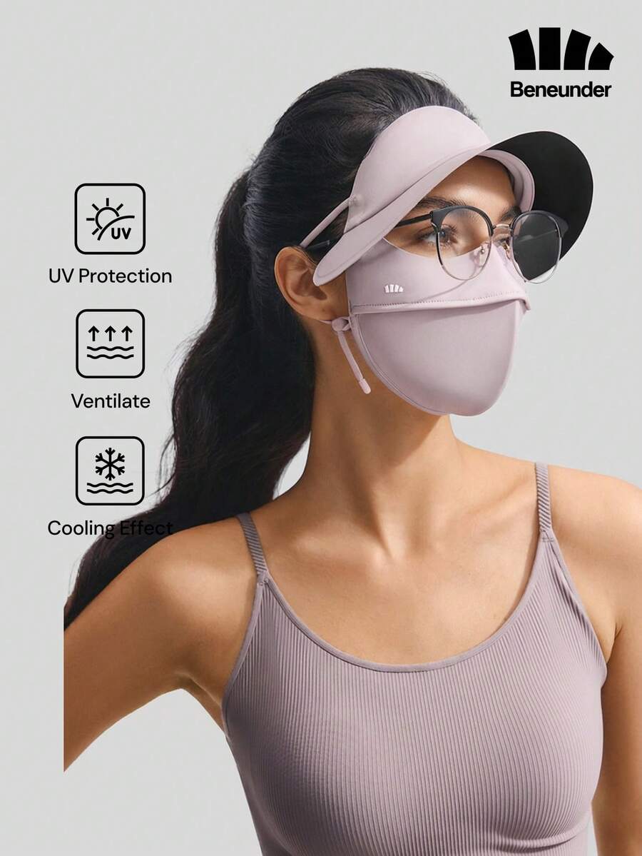 Beneunder Brimmed Full-Face Sun-Protection Mask AL333 - Dusty Pink - View 1