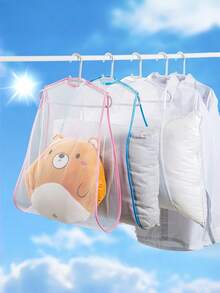 1/5pcs Polyester Pillow Drying Net, Foldable Pillow Drying Rack, Toy Laundry Drying Net Bag, Home Balcony Clothes Drying Rack (Hangers Not Included) - Multicolor - View 2