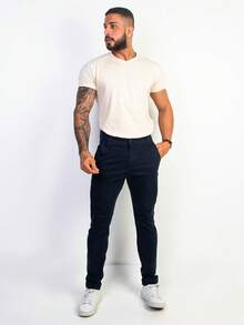 Urban Zone Jeans Men's Slim Fit Casual Twill Pants With Elastane - 海洋 - 查看 10