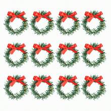 Christmas Red Berry Pine Needle Napkin Rings, Mini Wreath Napkin Buckles, Xmas Table Setting Decor - Multicolor - View 16