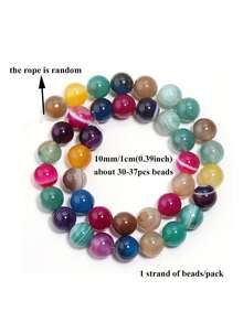 1 Strand 4/6/8/10mm Natural Stone Beads Multicolor Striped Agates Loose Spacer Beads For Jewelry Making DIY Bracelets Necklace Accessories - Multicolor - View 10