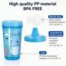 1PC 300ml/10oz Duck Spout Sippy Cup, Cute Animal Pattern/Colorful Gradient Water Bottle, Portable Cup, Anti-Drop Anti-Leak PP Water Cup, Suitable For Daily Use - Multicolor - View 5