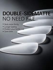 240 pièces de faux ongles stiletto transparents mats, ongles acryliques à couverture complète, 12 tailles différentes, faux ongles pré-faits poncés pour salon de manucure & manucure DIY - Transparent - Voir 3