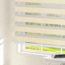 Persianas Enrollables 100x120cm, Semi Opaca Blackout, Doble Capa Persianas Horizontales, Densidad de luz Ajustable, Impermeable para Sala Cocina u Oficina - Beige - Ver 2
