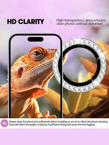 Camera Lens Protector Film Compatible With Iphone Duo/18ProMax/18Pro/17/17 Pro/17 Pro Max/17 Air/16/16 Plus, Shiny Personalized Metal Diamond Ring Design, 9H Hardness Scratch-Resistant, Fashionable Phone Accessory, Compatible With Phone Cases, 3pcs/Pack - Silver - View 2