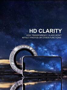 Camera Lens Protector Film Compatible With Iphone Duo/18ProMax/18Pro/17/17 Pro/17 Pro Max/17 Air/16/16 Plus, Shiny Personalized Metal Diamond Ring Design, 9H Hardness Scratch-Resistant, Fashionable Phone Accessory, Compatible With Phone Cases, 3pcs/Pack - Silver - View 6