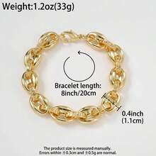 Thick Luxurious Hip-Hop Street Style 18K Gold Plated Copper Bracelet, Unisex, Suitable For Daily Wear And Parties, Gift Jewelry For Boyfriend - Gold - View 8