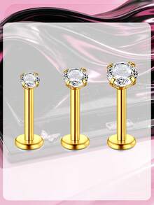 3/6pcs Lip Rings Medusa Piercing Jewelry,Stainless Steel Labret Jewelry Monroe,Different Size Tragus Nail Conch Cartilage Helix Earring Stud - Claw-set Round Zirconia - View 14