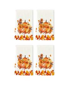 2pcs/4pcs/8pcs Thanksgiving Autumn Maple Leaf Pumpkin Hand Towels, Harvest Festival Bathroom Towels, Dish Cloths, Vintage Farm Style, Suitable For Harvest Festival Kitchen Decor, Thanksgiving Party Event Decoration - Multicolor - View 9