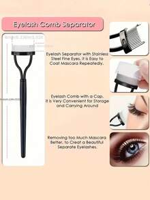 不鏽鋼睫毛夾套組眉毛工具組，適用於 1 件睫毛夾 - 黑色 - 查看 5