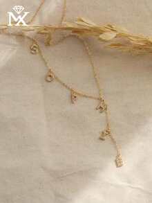 Diseño Clásico de Nicho, Collar Personalizado con Nombre Hecho de 26 Letras Inglesas, Accesorio de Lujo Ligero Versátil de Alta Calidad para Mujeres, Regalo Sorpresa Creativo para el Día de San Valentín, Cumpleaños, Aniversario, Perfecto para Seres Queridos, Amigos y Familia. También un Excelente Regalo para el Día de la Madre. - Amarillo Oro - Ver 5