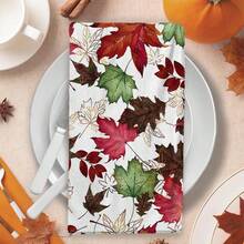 2/4/48pcs Autumn Series Maple Leaf Plaid Pattern Printed Kitchen Towels - Super Soft, Highly Absorbent Polyester Dish And Hand Towels, Perfect For Holiday Decor, Kitchen Decor, Party Decor - Multicolor - View 7