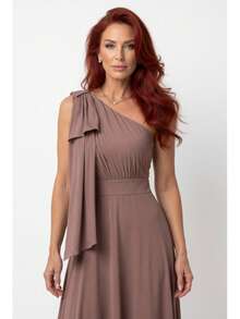 Long Dress For Bridesmaid Wedding Graduation Light Party - Mocha Brown - View 6