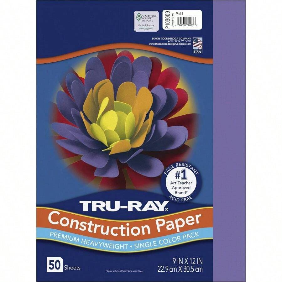 Tru-Ray Heavy Construction Paper, Violet, 9x12 Inches, 50 Sheets - Violet - View 1