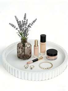 2/1 Round Tray Cosmetic Vanity Storage Tray, Bedroom/Room Decor, Bedroom Storage Tray, Living Room Storage Decor, Coffee Table Storage, Daily Storage Essential, Used For Daily Accessories And Decor Storage Tray, Home, Gift, Storage Essential - Multiple Styles - View 8