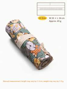 1 buah Kotak Pensil Gulung Kanvas Multi-Slot, Motif Kucing Kartun Lucu, Tas Penyimpanan Pensil Kapasitas Besar, Organizer Portabel untuk Sketsa, Menggambar, dan Mewarnai, Hadiah Mini untuk Kembali ke Sekolah dan Liburan Seni - Beraneka warna - View 15
