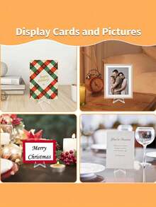 1/5/10/20個亞克力卡片展示架，框架支撐底座，裝飾板展示架，適用於各種卡片，迷你卡片夾，紙質桌號夾，萬聖節、聖誕節、婚禮派對等 - C - 查看 6