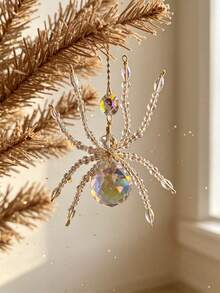 1pc Halloween Christmas Crystal Spider Suncatcher, Beaded Spider Pendant Crystal Prism, Rainbow Maker Window Hanging Decor, Home Indoor Tree Party Decoration - Crystal Spider - View 6