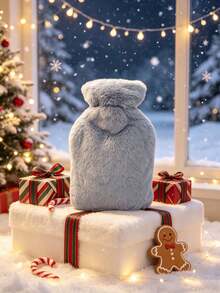 PVC Water-Filled Hot Water Bottle For Autumn And Winter, With A Plush Fabric Cover And Elastic Closure, Suitable For Filling And Flushing. - Multicolor - View 3