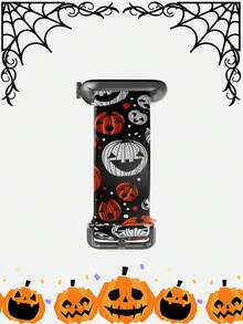 1pc Funny Expression Pumpkin Halloween Silicone Watch Band, Compatible With Samsung, Honor Smartwatches, Compatible With Apple Watch 38/40/41/42/44/45/49/46mm Fashionable Personalized Soft Comfortable Watch Band, Compatible With Apple Watch Series Ultra 2 S12 S11 S10 SE 9 8 7 SE 6 5 4 3 2 1 Replacement Band - Multicolor - View 4