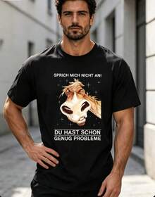 FunnywithGermanSaying:Don'tTalktoMe,YouAlreadyHaveEnoughProblemsAdultCasualHorseHeadPattern,AllSeason,Men'sPrinted - Black - View 1