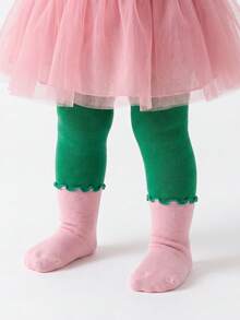 3 PCS Children's Toddler Girls Cute Color Block Tights High Elasticity Breathable Cozy Moderate Thickness Everyday Leggings - Multicolor - View 2