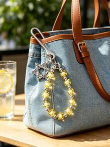 1pc Creative Handmade Beaded Chain Short Keychain, High Quality Waist/Bag Charm - Multicolor - View 3