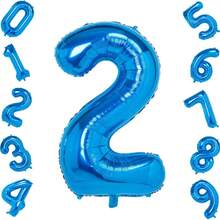 1pc Large Size 40 Inch Number Balloon For Kids Birthday, Baby Shower, Anniversary, New Year, Back To School, DIY Party Decoration Foil Balloons - Blue - View 1