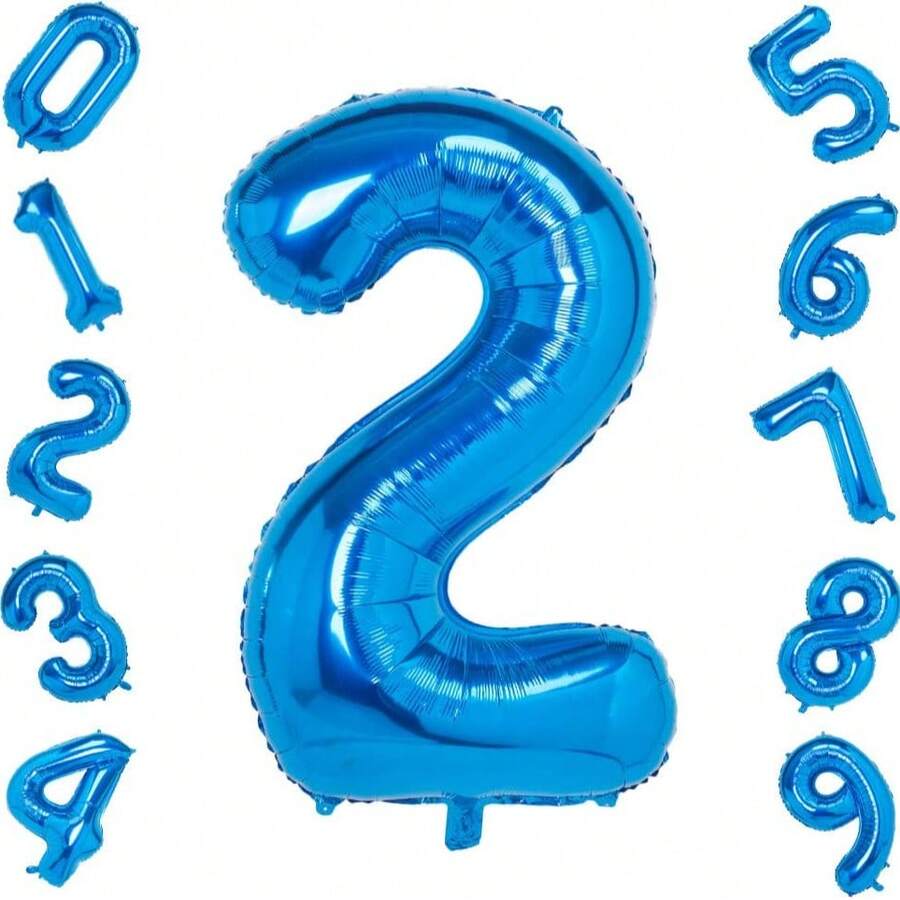1pc Large Size 40 Inch Number Balloon For Kids Birthday, Baby Shower, Anniversary, New Year, Back To School, DIY Party Decoration Foil Balloons - Blue - View 1
