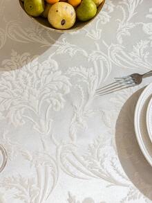 1pc French Cream White 3D Jacquard Tablecloth, Paisley Pattern Round/Square/Rectangular Dining Table Cover, Luxury European Country Style Decorative Tablecloth, Suitable For Home Kitchen, Gathering, Wedding, Banquet Scenes, Multiple Size Options - Creamy White - View 5