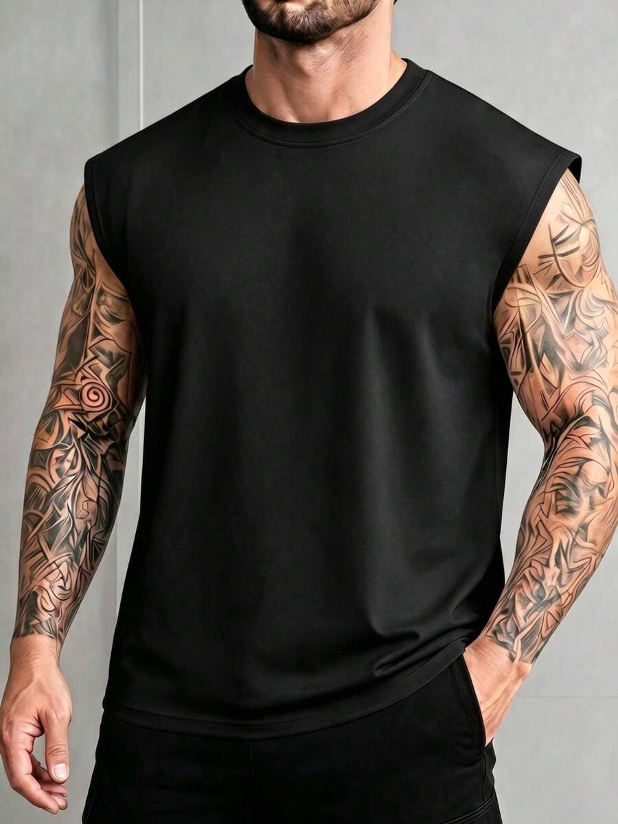 Men's Summer Casual Solid Color Round Neck Tank Top