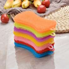1pc Durable Dish Brush, Random Color, High-Quality Reusable Scrubbing Pad, Suitable For Kitchen Cleaning And Multi-Purpose Use - Multi-color - View 2