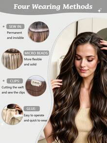 SUYYA 50g 18 Polegadas Cor #60 Loiro Platina Cabelo Humano Real Macio e Sedoso Extensões de Trama Genius Adiciona Volume para Cabelos Lisos Adequado para Cabeleireiros - S60 - Visão 7