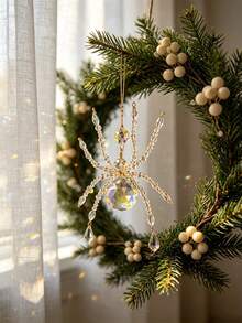 1pc Halloween Christmas Crystal Spider Suncatcher, Beaded Spider Pendant Crystal Prism, Rainbow Maker Window Hanging Decor, Home Indoor Tree Party Decoration - Crystal Spider - View 1