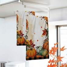 2/4/48pcs Autumn Series Multi-Color Pumpkin Border Pattern Printed Kitchen Towels - Ultra Soft, Highly Absorbent Polyester Tablecloths And Hand Towels, Perfect For Holiday Decor, Kitchen Decor, Party Decor. - Multicolor - View 5