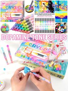 Acrylic Paint Brush Set, Soft Tip Liquid Markers, 12/24/36/48/72 Gradient Colors, Multiple Color Schemes Available, Suitable For Painting, Doodling, Coloring, Professional Art Tools, Back To School Essential, Perfect Holiday Gift - Marker Pen (set) - View 11