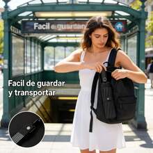 1 pieza Paraguas Plegable Automático, Sombrilla UPF50+ Bloquea Rayos UV, Impermeable para Lluvia, Diseño Minimalista Colores Suaves, Fácil de Guardar en Bolso - Negro - Ver 6