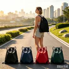 籃球包 籃球收納袋 抽繩後背包 男女通用 戶外健身包 大容量 便攜式 - 彩色 - 查看 4