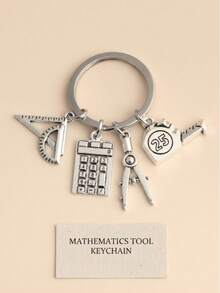 1pc Math Keychain, Compass Protractor Pendant, Graduation Gift For Students And Teachers, Back To School Backpack Charm, Fun Gift - Multicolor - View 1