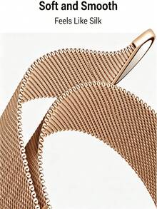 Magnetiskt band och boett i rostfritt stål för Apple Watch 40/41/42/44/45/46 mm, flätad metallrem och skärmskydd för kvinnor och män - Rosa Guld - Visa 2