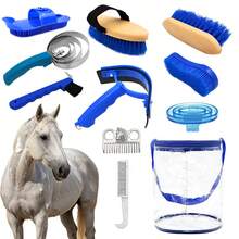 Horse Grooming Tool Set, Complete Horse Washing Brush, Sweat Scraper, Hoof Cleaning Tool, Portable Storage Bag, Horse Racing Daily Cleaning And Care Equipment Combination - 10-piece Laundry Bag Set - View 3