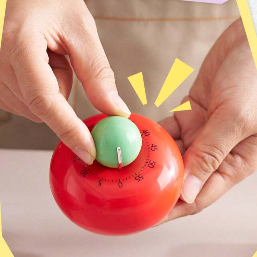 1pc Magnetic Mechanical Kitchen Timer, Battery-Free Time Management Tool, Fun Design, Suitable For Baking, Cooking, Studying And Sports, Ideal For Home, Chef, Office And Classroom Use, Easy To Store - Red - View 1