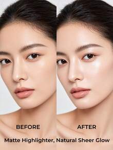 GUOXIAONIU Palet Highlighter Matte & Shimmer, Palet Makeup Pencerah Alami yang Bercahaya, Concealer & Bedak Pengatur Riasan Serbaguna, Cocok untuk Kontur Wajah dan Area Bawah Mata, Highlighter Pengatur Riasan Tahan Lama Mini Portabel - #Gading - View 3