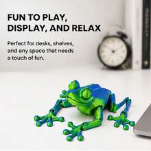 Dynamic Long-Legged Articulated Frog Toy Statue, 3D Printed Multi-Joint Poseable Fidget Toy, Stress Relief Toy, Random Color Stripes - Multicolor - View 6