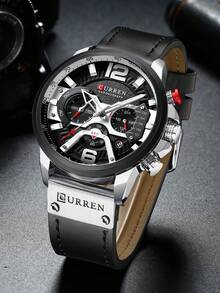 1pc Men's Fashion Round Calendar Dial Watch, Suitable For Halloween, Christmas, Father's Day, Back To School Season - Rose Gold - View 2