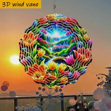 3D 1pc, Colorful Flower Sea Surrounding Dreamy Valley, 10in/360° DIY Creative Wind Spinner "Four Seasons Creative Style Wind Spinner Set, Suitable For Christmas, Halloween, And Other Scenes (Pendant Not Included) Random Style - Multicolor - View 9